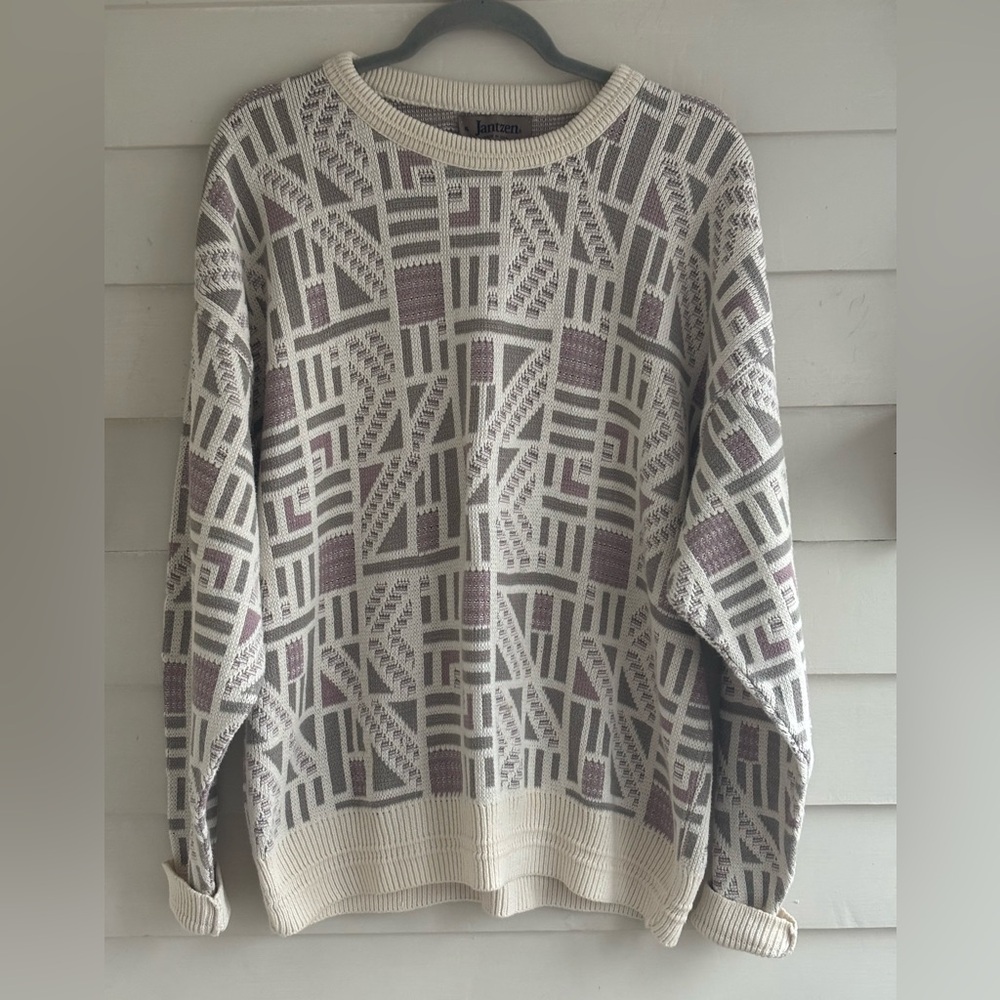 Jantzen Vintage Abstract Patterned Crewneck Sweater Men’s Size XL